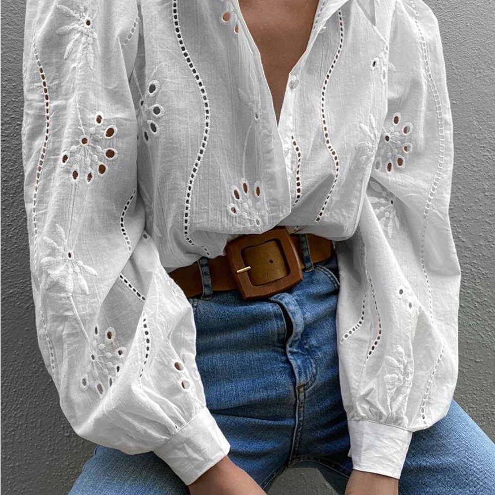 White Eyelet Boho Blouse
